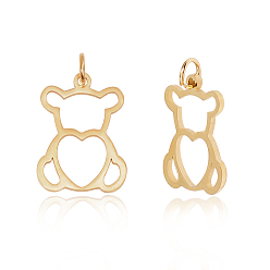 Golden 201 Stainless Steel Pendants, Bear, Golden, 18.5x14x1mm, Hole: 3mm