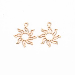 Echt 18 k vergoldet Messing Charme, Nickel frei, Sonne, echt 18 k vergoldet, 15x13x0.5 mm, Bohrung: 1.4 mm