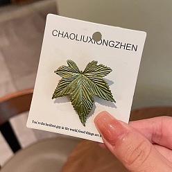 Бледно-Зеленый Нагрудные значки в форме кленового листа, изготовленные методом гальванического покрытия, для рюкзаков и одежды., бледно-зеленый, 40x38 мм