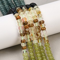 Смешанные камни Нити из стекла, имитирующего арбузный камень, и окрашенного натурального белого нефрита., рондель, разноцветные, 6x4 мм, отверстие : 1 мм, около 95 шт / нитка, 15.31'' (38.9 см)