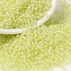 (RRHB267) Pale Yellow Lined Crystal AB Миюки круглые бусины рокайль, японский бисер, (rrhb 267) бледно-желтый кристалл с линовкой ab, 8/0, 3 мм, отверстие : 1 мм, Около 2111~2277 шт / 50 г