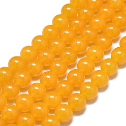 Золотистый Натуральный Malaysia нефритовые бусы пряди, окрашенная и подогревом, круглые, золотые, 11.5~12.5 мм, отверстие : 1.2 мм, около 35 шт / нитка, 14.96 дюйм (38 см)