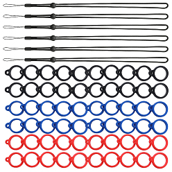 (52) Непрозрачная лаванда 6 регулируемый ремешок на шею из полиэстера, для ручки, телефон, держатель значка, с 60шт 3 цвета силиконовой подвеской, разноцветные