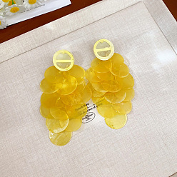 Золотистый Серьги с болтами, плоско-круглые, с булавками стерлингового серебра, золотые, 105x55 мм