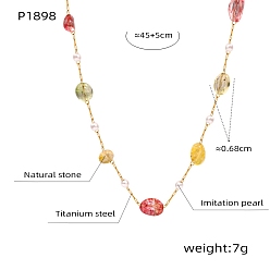 Разноцветный Ожерелья из цепочек из нержавеющей стали и драгоценных камней для женщин, красочный, 17.72 дюйм (45 см)