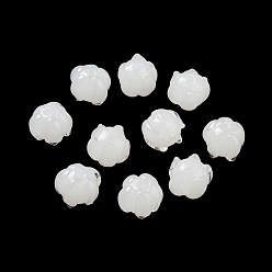 Белый Бусины лэмпворк , лотос, белые, 11x10 мм, отверстие : 2 мм