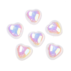 Heart UV Plating Acrylic Cabochons, Iridescent, Heart, 8x8x3mm