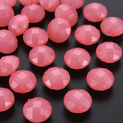 Salmon Imitation Jelly Acrylic Beads, Faceted, Flat Round, Salmon, 18.5x12.5mm, Hole: 1.5mm, about 220pcs/500g