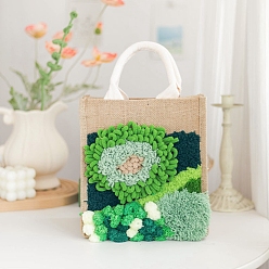 Зеленый лайм Наборы для вышивки мешков из льна своими руками для начинающих, включая пряжу, игольчатая ручка, инструкция, зеленый лайм, 230x150 мм