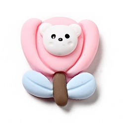 Цветок Кабошоны из непрозрачной смолы на тему весны, розовые, цветок, 19.5x17x5 мм