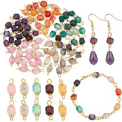 (52) Непрозрачная лаванда 80шт 5 цвет натуральный агат соединительные подвески, с золотой гальванической железной фурнитурой, кубические, окрашенная и подогревом, разноцветные, 17~18x7~7.5x6.5~7 мм, отверстие : 2~3.5 мм, 16 шт / цвет