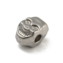 Stainless Steel Color Tarnish Resistant 304 Stainless Steel Beads Rhinestone Settings, Skull, Stainless Steel Color, 10x7x6.5mm, Hole: 2.5mm, Fit for 1.8mm Rhinestone