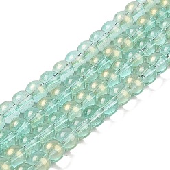 Светло-зеленый Стеклянные бусины, с блеском порошок, круглые, светло-зеленый, 10x9 мм, отверстие : 1.2 мм, около 90 шт / нитка, 31.81'' (80.8 см)