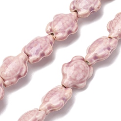 Бледно-Розовый Фарфора ручной работы бисер нитей, черепаха, яркие глазированный фарфор, розовый жемчуг, 17x14x8 мм, отверстие : 1.8 мм, около 22 шт / нитка, 14.3 дюйм (36~37 см)