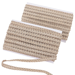 Tan 24M Polyester Braided Lace Trim, Sewing Centipede Lace Ribbon, for Clothes Accessories and Curtains Accessories, Tan, 5/8 inch(15mm)