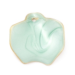 Аквамарин Подвески из эмали и сплава, форма лепестка цветка, аквамарин, 22x20x4 мм, отверстие : 1.5 мм