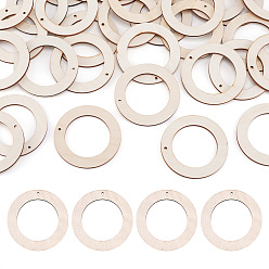 Античный Белый Неокрашенного дерева подвески, пончик, старинный белый, 80x3.5 мм, отверстие : 3 мм, внутренний диаметр: 54 мм