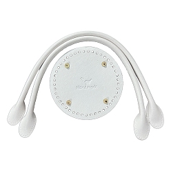 Белый Pu кожа вязание крючком круглые сумки дно и ручки сумки, белые, внизу: 150 мм