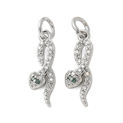 Платина Латунные микро проложить кубического циркония подвески, без кадмия, без никеля и без свинца, змеиные чары, с целью перехода в кольце, платина, 17x5.5x3.5 мм, отверстие : 3 мм
