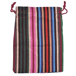 Разноцветный Мешочки для упаковки ювелирных изделий из хлопка в мексиканскую полоску, шнурок сумки, красочный, 18x13 см
