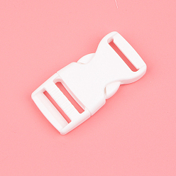 Blanco Hebilla de liberación lateral contorneada rápida ajustable de plástico, blanco, 50x25x9 mm, agujero: 20x4 mm