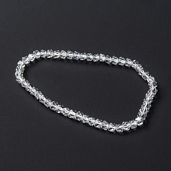 Transparent Glasperlen Armbänder strecken, facettiert, Vieleck, Transparent, Perlen: 3x4 mm, Innendurchmesser: 2 Zoll (5.2 cm)
