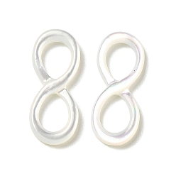 WhiteSmoke Natural White Shell Connector Charms, Infinity Links, WhiteSmoke, 21.5x8.5x2mm, Hole: 7x5mm