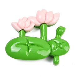 Зеленый лайм Непрозрачные кабошоны из смолы, цветок, зеленый лайм, 47.5x54.5x13 мм