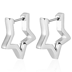 Нержавеющая Сталь Цвет Не тускнеют 304 серьги-кольца из нержавеющей стали, звезда, цвет нержавеющей стали, 30x16.5 мм