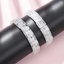 Хрусталь Эластичные браслеты из натуральных кварцевых кристаллов с гранеными бусинами для женщин, прямоугольные, бусины : 13x11x5~5.5 мм, внутренний диаметр: 2.32 дюйм (5.9 см)