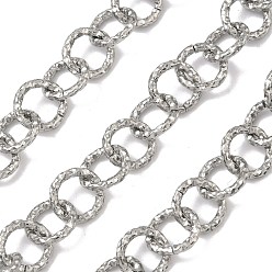 Нержавеющая Сталь Цвет 304 Цепи из текстурированной нержавеющей стали с кольцами, несварные, с катушкой, цвет нержавеющей стали, 12x2 мм