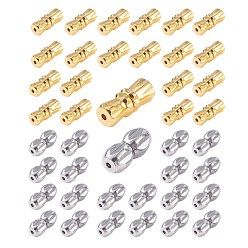Platinum & Golden 100 Sets 2 Colors Brass Screw Clasps for Necklaces, Barrel, Platinum & Golden, 11x5mm, Hole: 1mm