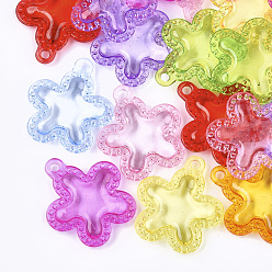 (52) Непрозрачная лаванда Прозрачные акриловые подвески, цветок, разноцветные, 36x32x7 мм, Отверстие : 2 мм , около 174 шт / 500 г