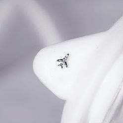 Airplane 201 носовые гвоздики из нержавеющей стали с микропаве из прозрачного кубического циркония, цвет нержавеющей стали, самолет, 7 мм