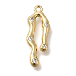 Золотой Латунные микро проложить кубического циркония подвески, чары из жидкой лавы, золотые, 21x8x3 мм, отверстие : 1.3 мм