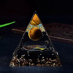 Тигровый глаз Каменная пирамида из натурального аметиста и оргона, портивный генератор энергии, Целебная каменная пирамида для борьбы со стрессом, принести удачу и богатство, 60 мм