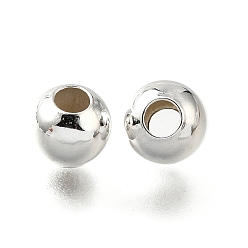 Серебро Латунные гладкие круглые бусины, лоскутных шарик прокладки, серебряные, 6 мм, отверстие : 2.5 мм