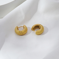 Chapado en Oro Real 18K Pendientes de aro redondos de acero inoxidable mate esmerilado para mujer, real 304 k chapado en oro, 18 mm