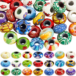 (52) Непрозрачная лаванда 50шт. европейские бусины ручной работы из полимерной глины, бусины с большим отверстием, рондель, разноцветные, 15~16x8~10.5 мм, отверстие : 5.5~5.9 мм