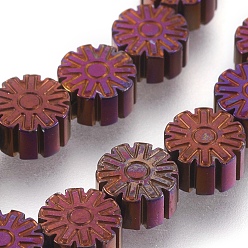 С Фиолетовым Покрытием Гальваническая немагнитная синтетическая гематитовая нить, цветок, с фиолетовым покрытием, 6.5x3 мм, отверстие : 1 мм, около 61 шт / нитка, 15.7 дюйм (40 см)