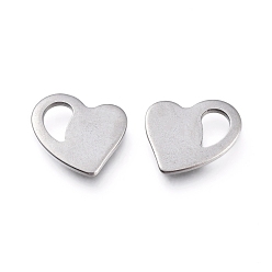 Edelstahl Farbe Anlaufgeschützt 201 Charms aus Edelstahl, Laserschnitt, Herz, Edelstahl Farbe, 10x12x1 mm, Bohrung: 3x5 mm