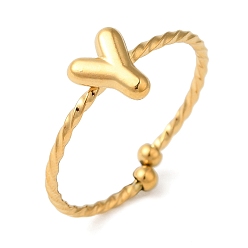 Letter Y 304 открытые манжеты из нержавеющей стали, украшения для женщин, реальный 18 k позолоченный, Письмо Y, внутренний диаметр: 19 мм, Письмо: 8x6 мм