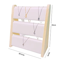 Белый Деревянная подставка для ювелирных изделий, обтянут искусственной кожей, белые, 30.4x14x34 см