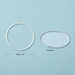 Silver Brass Linking Rings, Silver, 30x0.7~1mm