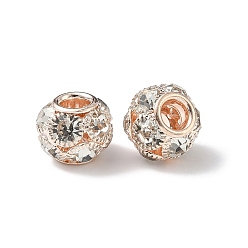 Розовое Золото Латунные кристалл горный хрусталь бисер, RONDELLE большие шарики отверстия, розовое золото , 14x11.5 мм, отверстие : 5 мм