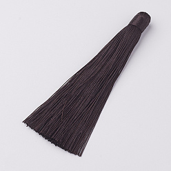 Coffee Nylon Tassels Big Pendant Decorations, Coffee, 120x10mm, Hole: 5mm