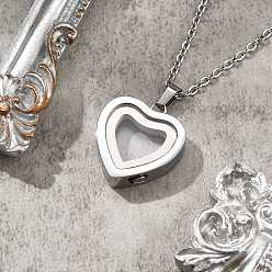 Нержавеющая Сталь Цвет 304 ожерелья из нержавеющей стали в форме сердца для хранения пепла, ожерелья-цепочки для женщин, цвет нержавеющей стали, 21.65 дюйм (55 см)