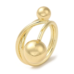 Golden Brass Wire Layer Wrap Ring, Ball Ring for Women, Golden, 3.5~17mm, Inner Diameter: 17.3mm