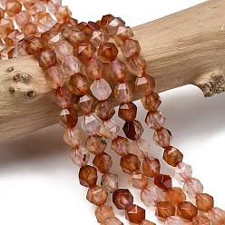 Red Agate Натуральный красный агат бисер нитей, звезды вырезать круглые бусы, граненые, окрашенная и подогревом, 5~6x5~6x5~6 мм, отверстие : 1~1.2 мм, около 64~68 шт / нитка, 14.80''~15.04'' (37.6~38.2 см)