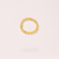 Rutilated Кварц Регулируемые кольца на палец из бусин натурального рутилового кварца, стрейч-кольца, внутренний диаметр: 16.2~16.6 мм